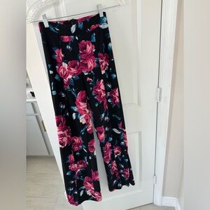 Black trousers with pink and blue flowers from fashion Nova size small